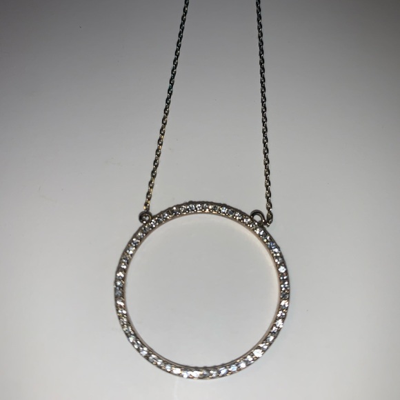 Silver Rhinestone Open-Circle Pendant - Picture 2 of 4